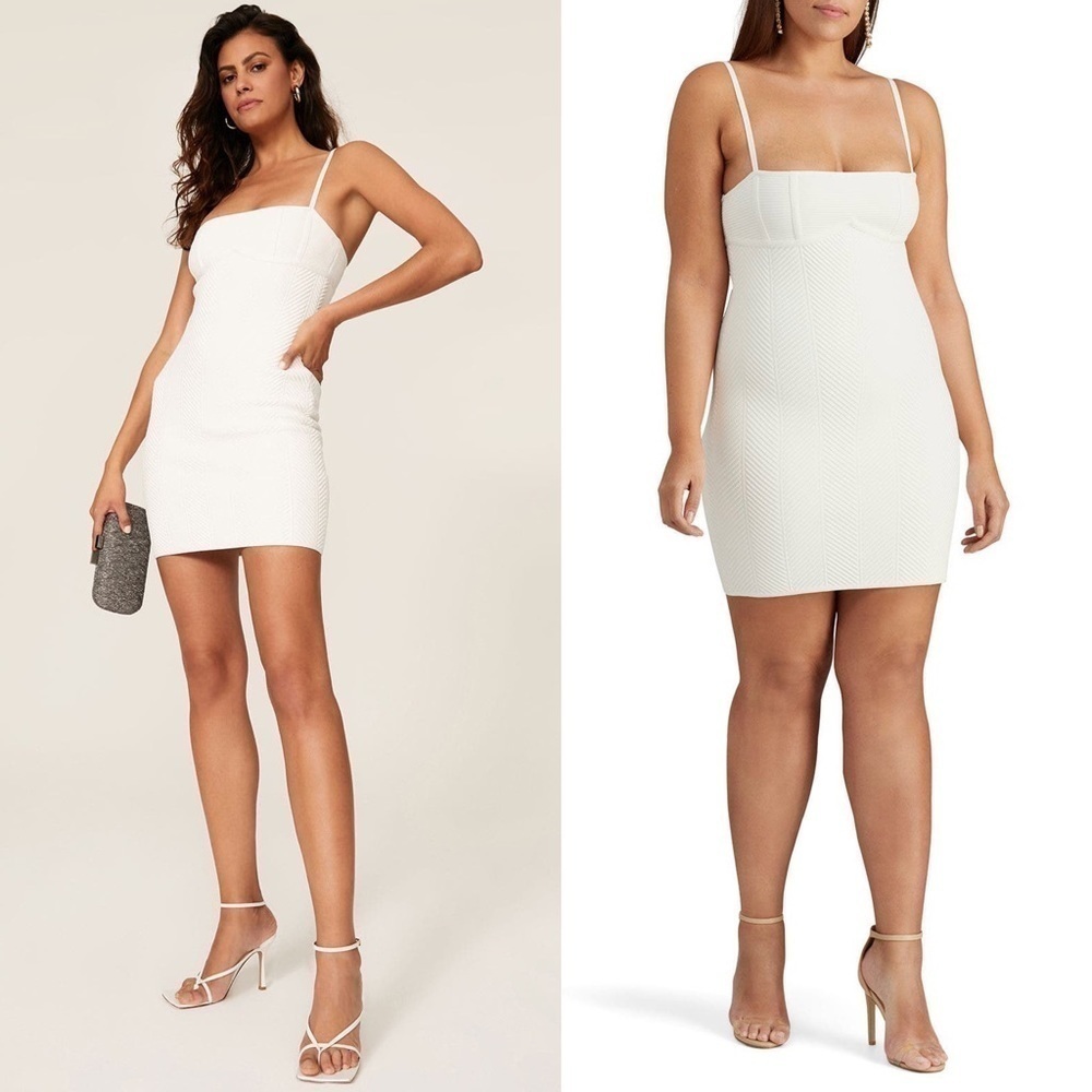 HERVE LEGER Bandage Mini Dress Y2K 90s Stretch Ribbed Knit Sleeveless‎ Bodycon L